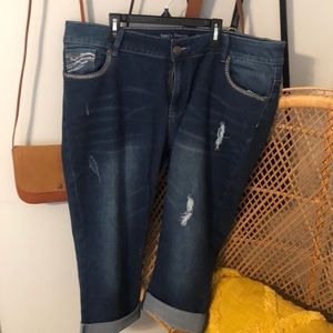 Dark wash jean capris